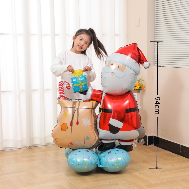 Decoración de Navidad gran base árbol de Navidad árbol anciano alce muñeca de nieve estereoscópica diseño de jardín de infantes de globos