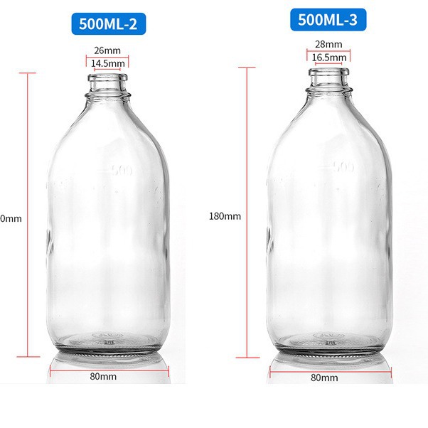 500ml玻璃盐水瓶 500毫升药用玻璃瓶 大输液玻璃点滴瓶