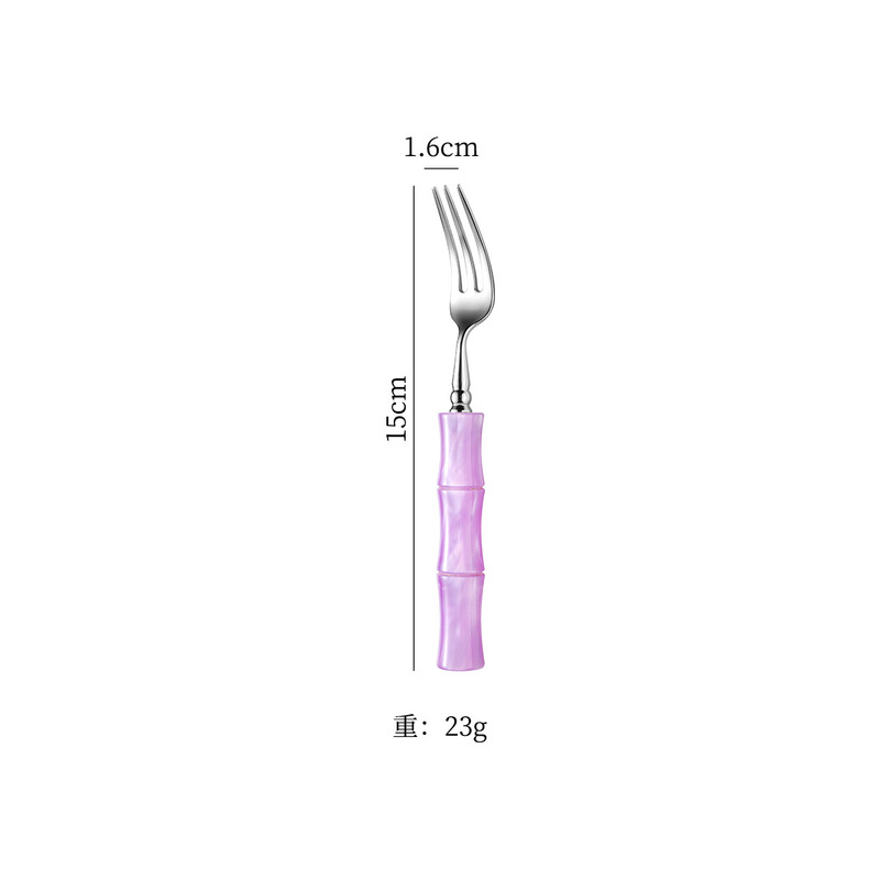 亚克力珠光白竹节手柄304不锈钢牛排刀叉勺套装高颜值西餐具批发|undefined