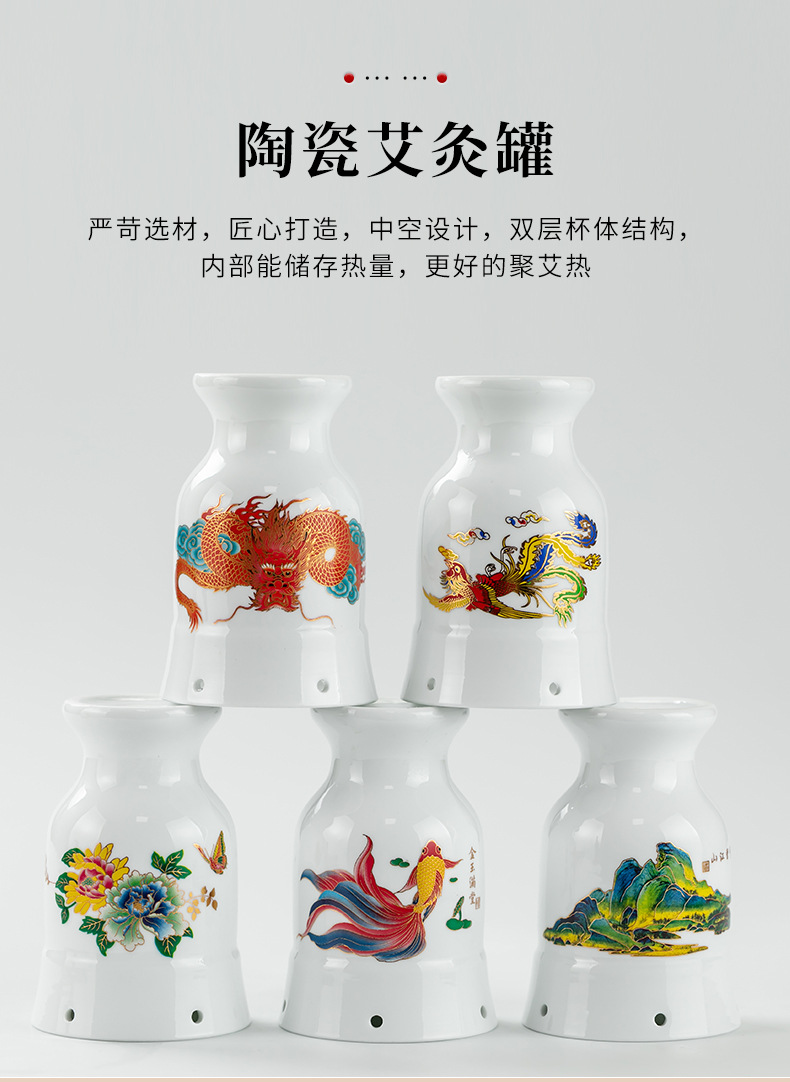 Ceramic Color-Changing Moxa Cup Gua Sha Tool Aizhongtang Moxibustion Jar for Wellness and Massage key features