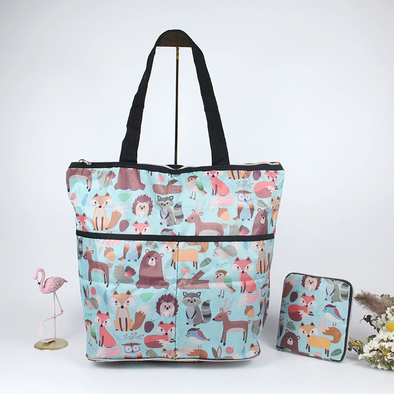 М compressed cartoon folding handheld shopping bag, вместительная льняная сумка, ткань оксфорд, корейский стиль