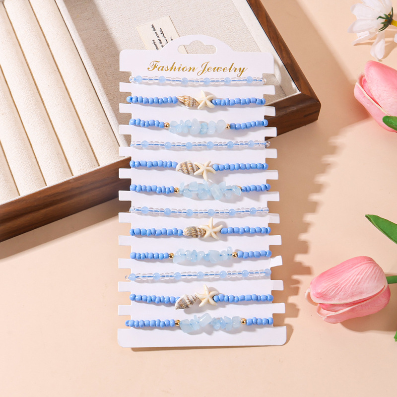 New Beach Bracelet Set Exclusively for Cross-Border Sales, Featuring Gravel and Starfish Bracelets, Bohemian Conch and Seed Bead Bracelets New Beach Bracelet Set Exclusively for Cross-Border Sales, Featuring Gravel and Starfish Bracelets, Bohemian Conch and Seed Bead Bracelets