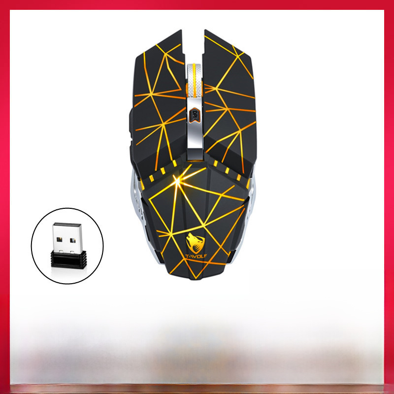 T-WOLF雷狼Q15无线鼠标充电商务办公发光机械鼠标亚马逊ebay跨境