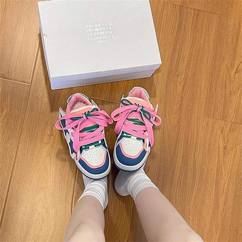 Zapatos de skate super suaves de estrellas para mujeres 2025 otoño nueva tendencia de moda versátil zapatos de pan esportivos casuales ligeros