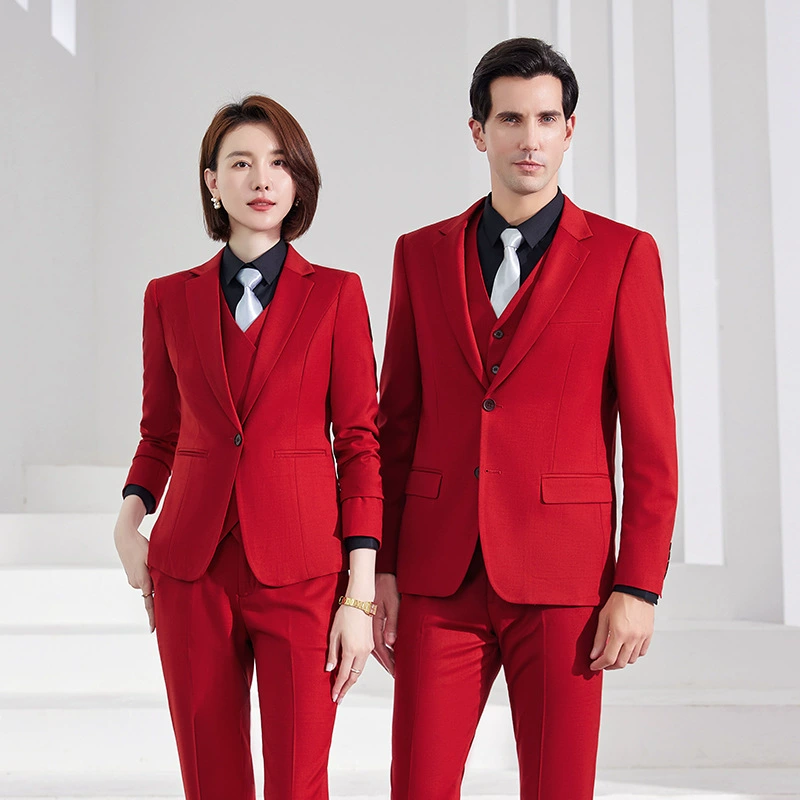 Big red groom and best man wedding suit dress insurance gray men's business two-button suit suit autumn