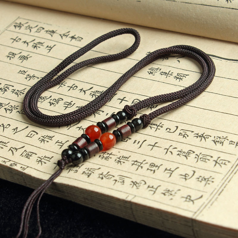 Cordón colgante al por mayor cordón de cuello multicolor jade ágata cordón tejido ajustable cordón de collar más cuentas de jade