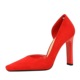 3275-2 Fashionable and Simple Thick Heels, Super High Heels, Shallow Mouth, Square Head, Suede Side Cut Out Single Shoes, Women's Shoes, High Heels