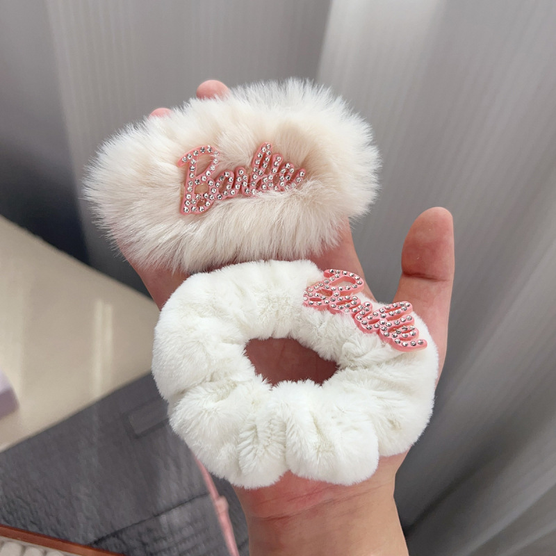 超闪水钻字母发夹粉色毛绒BB夹甜美可爱侧边夹碎发顶夹刘海夹发饰|undefined