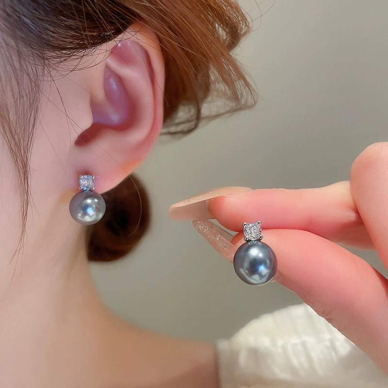 Серебряная игла, цирконы, модные универсальные серьги из жемчуга, стиль высокого качества, стиль «легкая роскошь», оптовая закупка