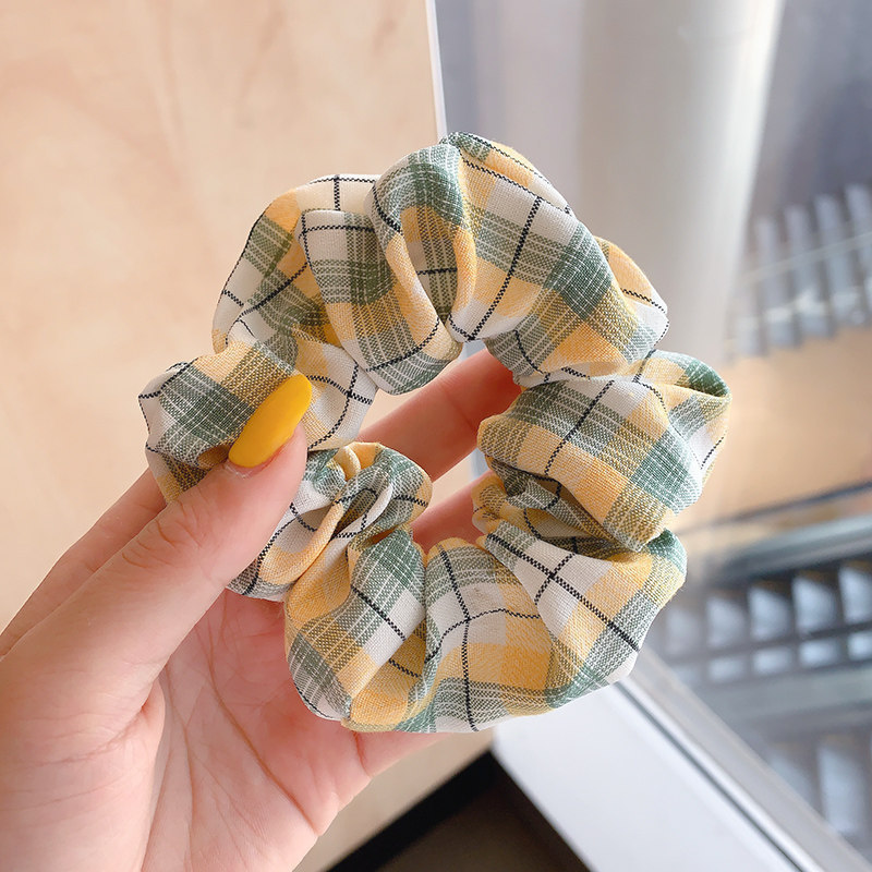 Satín coreano anillo de cabello de intestino grande mujer de moda cuerda de cabeza de alta calidad temperamento flor de cabello bola de cabello toque de cabeza