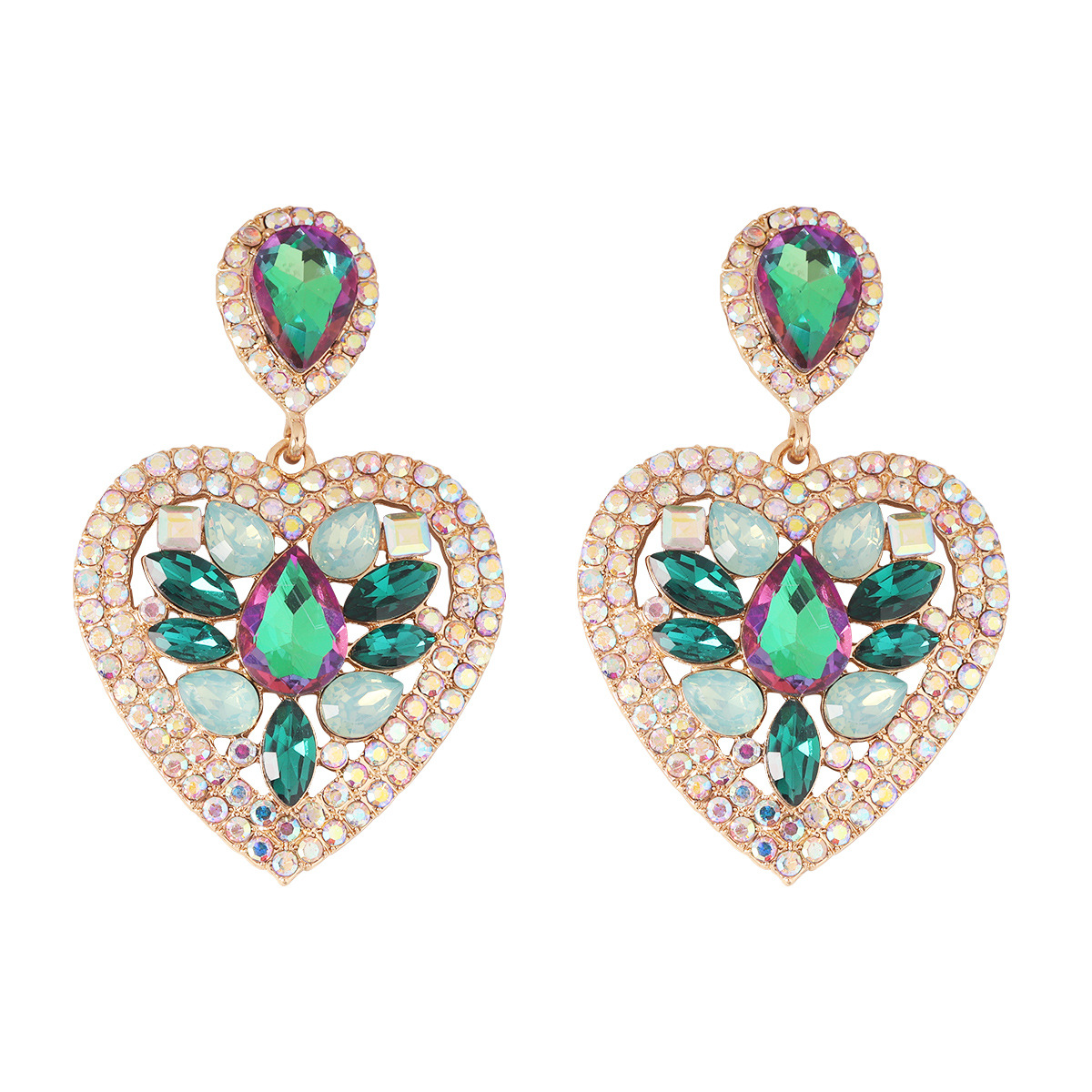 Fashion Heart Shape Alloy Inlay Rhinestones Earrings 1 Pair display picture 18