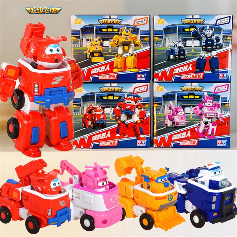 Authentic Super Wings Children's Toys Q-Version Robot Little Ai Le Di Duoduo Police Chief Transforming Toy