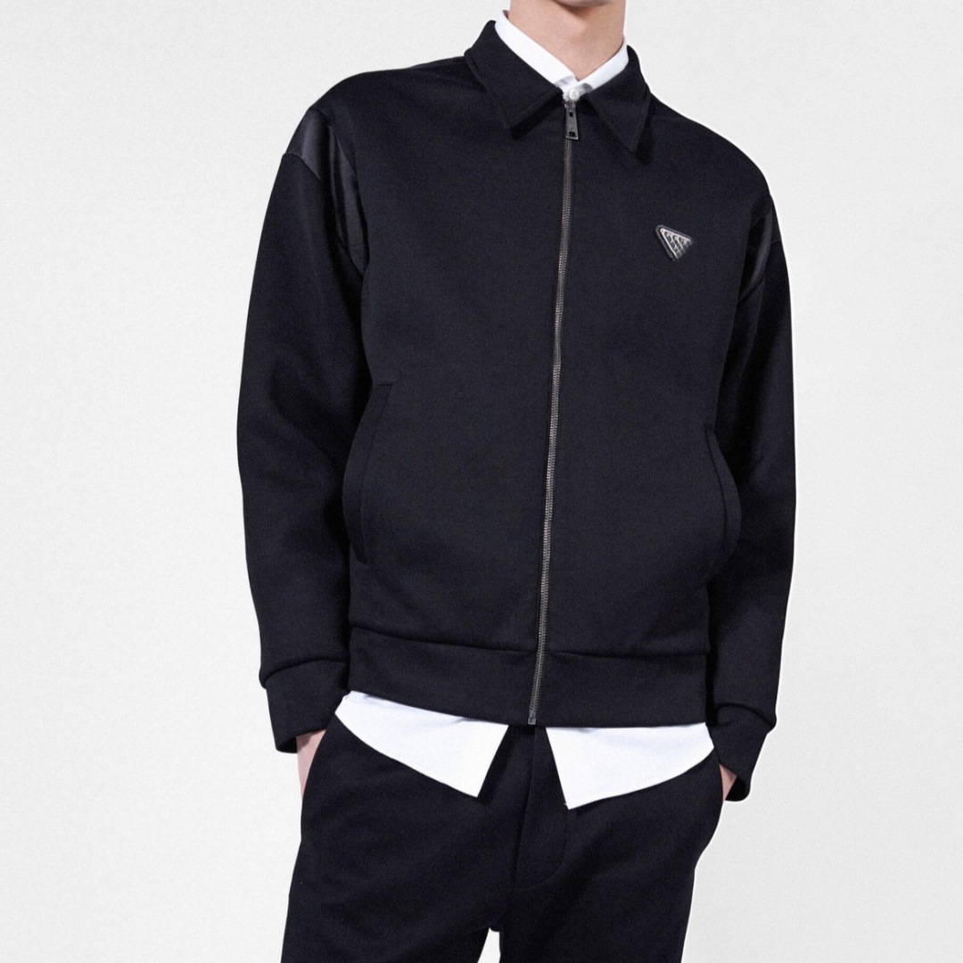 Ceiling High Version P Home Autumn New Style Turn-Down Collar Metal Triangle Logo Zipper Cardigan Men's Jacket