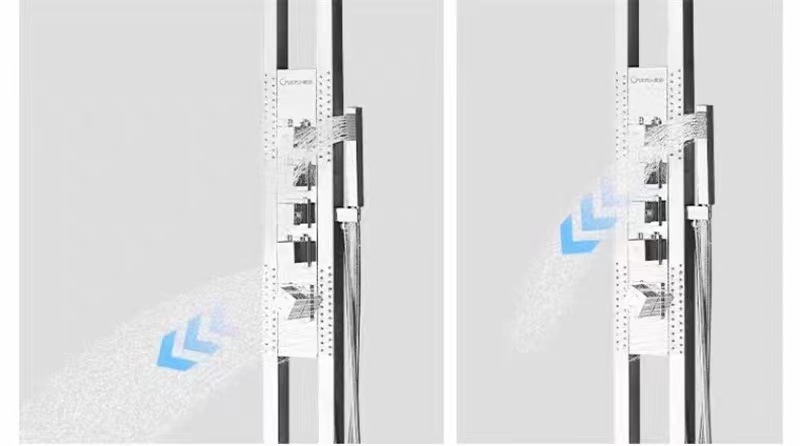 German bathroom high-end shower head set, household pure copper wall-mounted large waterfall rotating multi-functional pressurized shower set undefined
