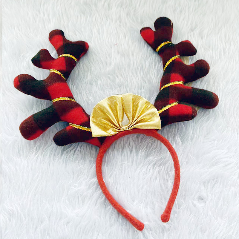 Christmas Striped Headband Accessory Adult Children Decoration Red Deer Antler Rabbit Bowknot Headband Gift Headband