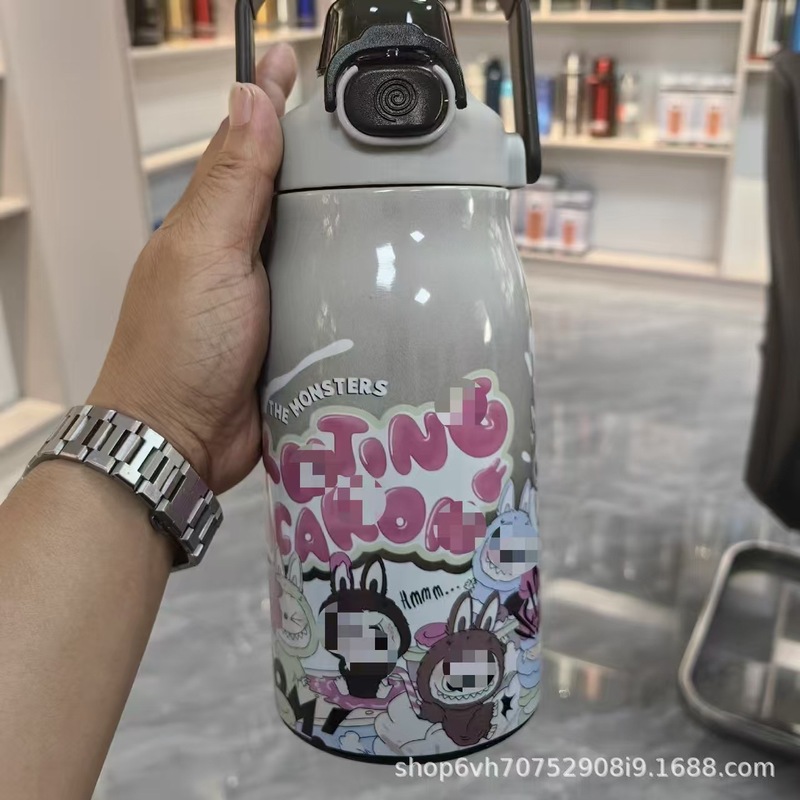 高颜値手提げ学生ポットかわいいストローコップ漫画グラデーション新型スポーツクロスボーダー保温大容量|undefined