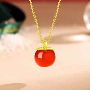 18K Gold Apple Pendant Au750 Women's Accessible Luxury Niche Fashion Christmas Gift for Girlfriend and Wife Shuibei Wholesale