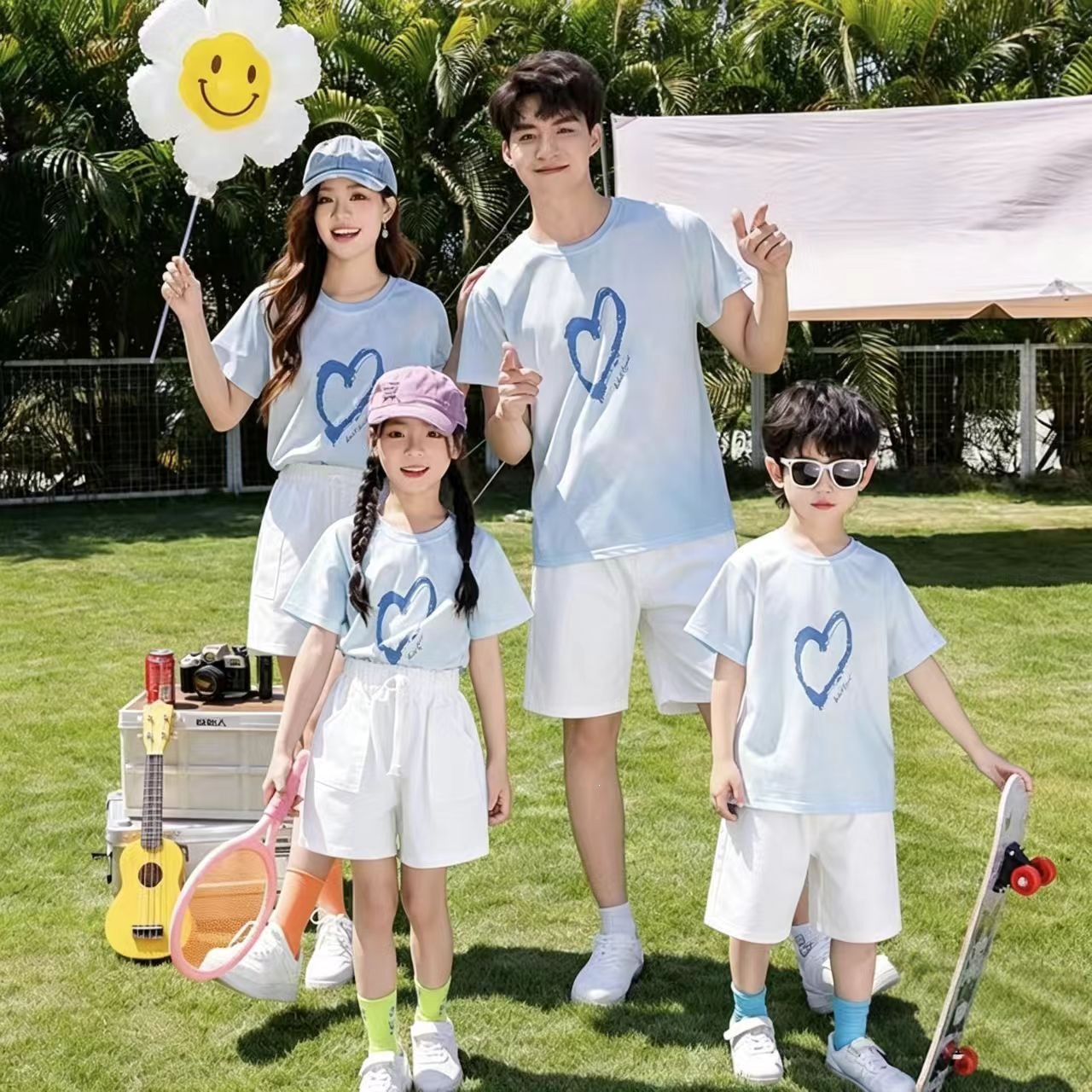 2026 Summer Hot Selling Parent-Child Outfits for Families of Three or Four: Slimming Mother-Daughter Sets, Cute and High-End Short-Sleeve Princess Style
