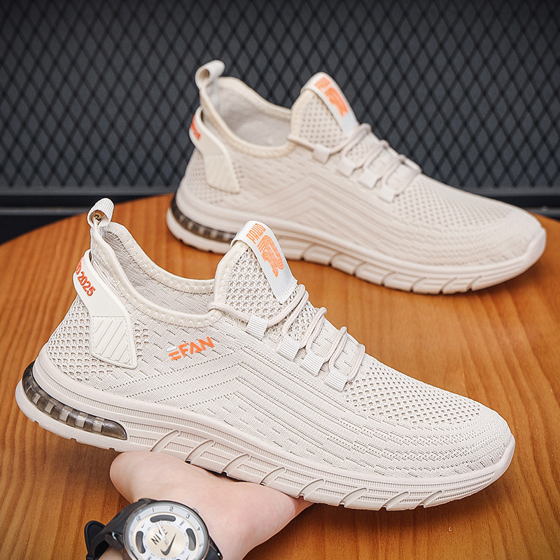 Men's fly knit sneakers summer breathable mesh running shoes cross-border wholesale men's shoes street daily travel shoes