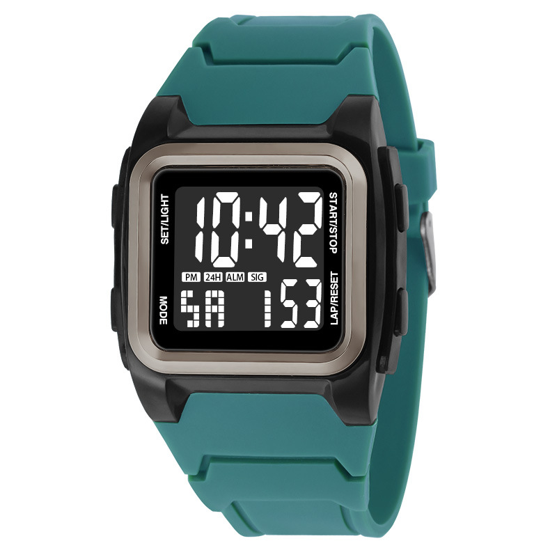 Nuevo cuadrado estudiante digital cronometraje reloj electrónico moda deportes al aire libre montañismo alarma luminoso reloj electrónico