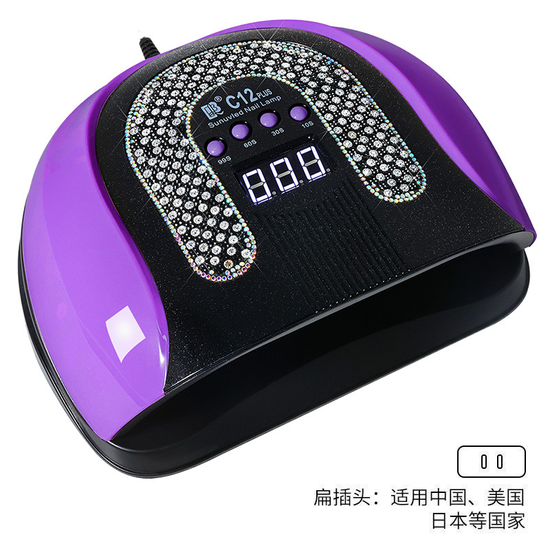Lámpara de uñas Diamante creativo 256W Lámpara de fototerapia inteligente de alta potencia Luz UV Aceite de uñas de secado rápido Lámpara para hornear Lámpara transfronteriza