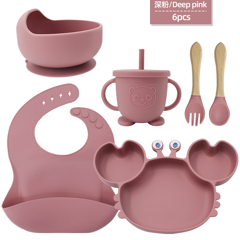 Juego de platos de silicona para bebés y niños aprenden a comer y beber vajilla de alimentación para bebés