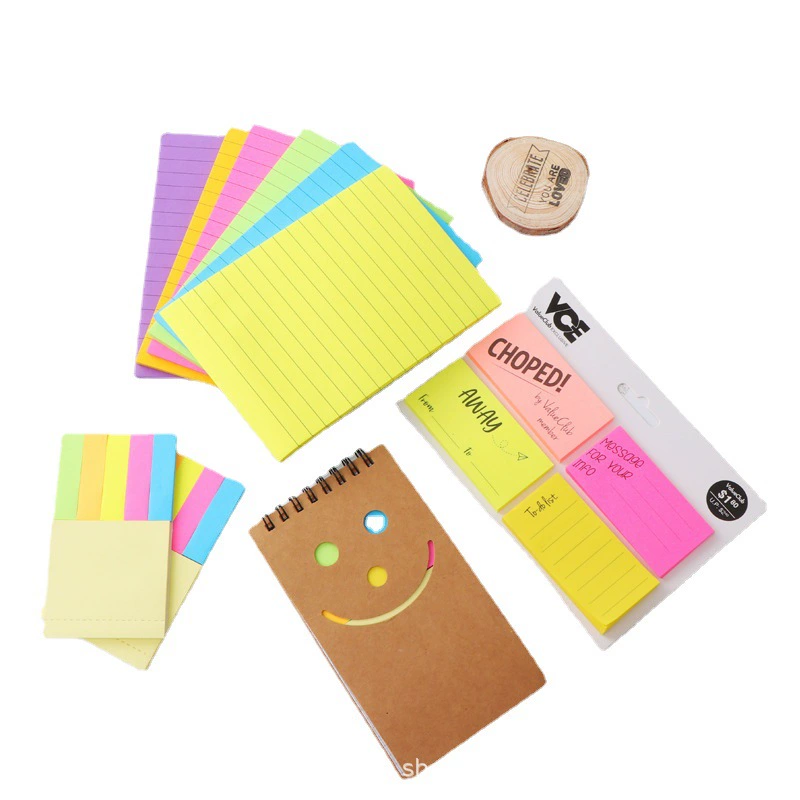 Notepad & Adhesive Sticky Tabs Set, 7.5×7.5 cm Multicolor Notebooks and Tabs, Portable Kit