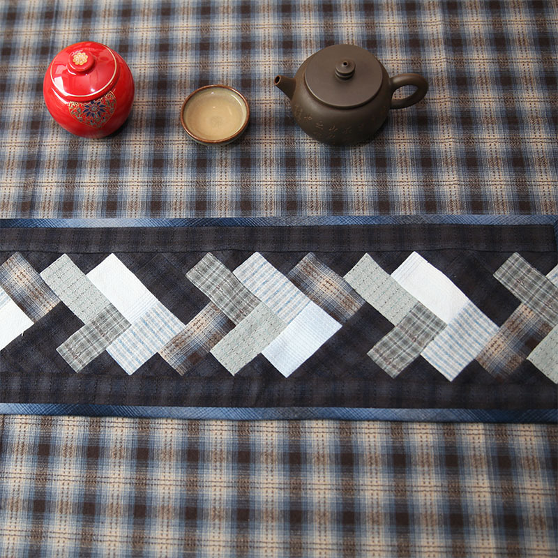 Primer paño teñido estera de té hecho a mano DIY patchwork corredor de mesa bordado Lu bordado estera de la placa de té Zen camino de mesa té arte de la vendimia toalla de té