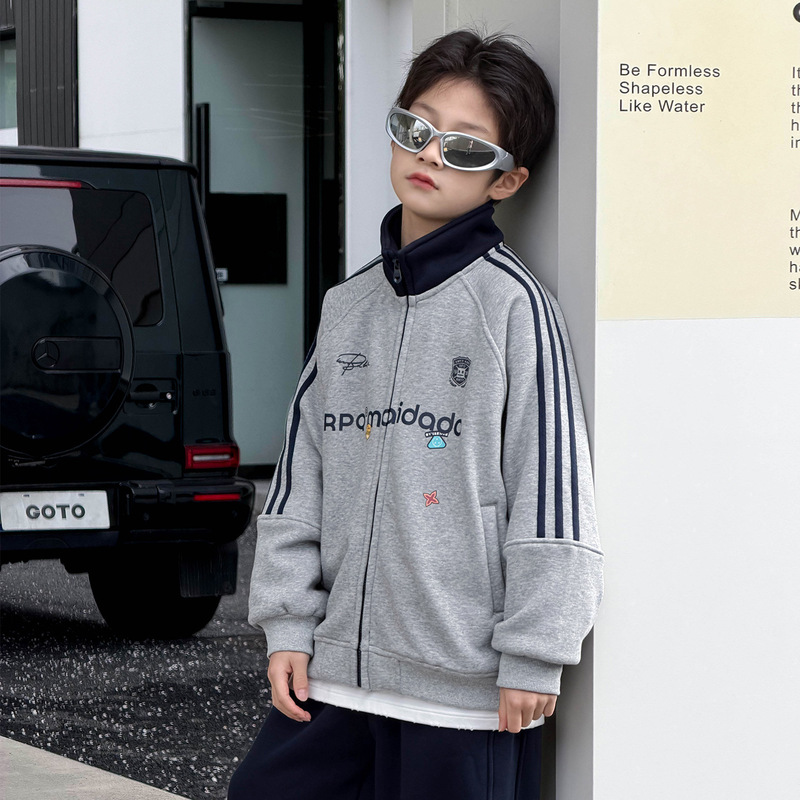 Panda Yuan Yuan New Year Clothes Boys' Velvet Jacket 2025 New New Year Clothes Heavy Weight Knitted Zipper Shirt Sweatshirt