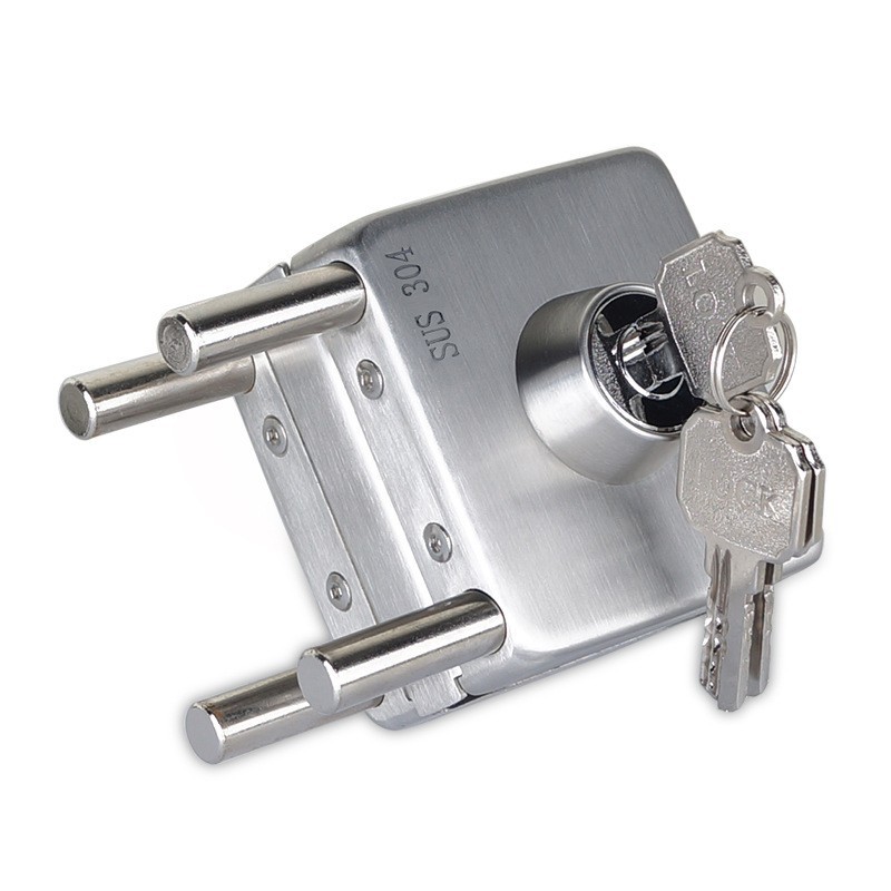 304 cerradura de puerta de cristal cuadrada de acero inoxidable cerradura de pestillo sin agujeros puerta única puerta doble tienda Oficina cerradura de vidrio