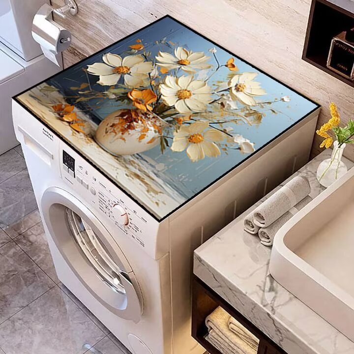 Washing Machine Dust-proof Mat Floor Three-dimensional Flower Diatom Mud Waterproof Absorbent Household Sunscreen Bedside Table Non-slip