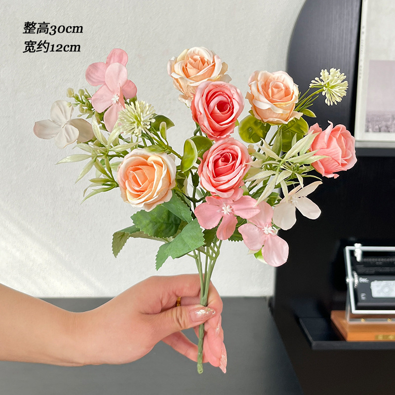 インスタイルローズ造花小さな花束装飾装飾品鉢植え DIY フラワーアレンジメントリビングルーム造花装飾|undefined