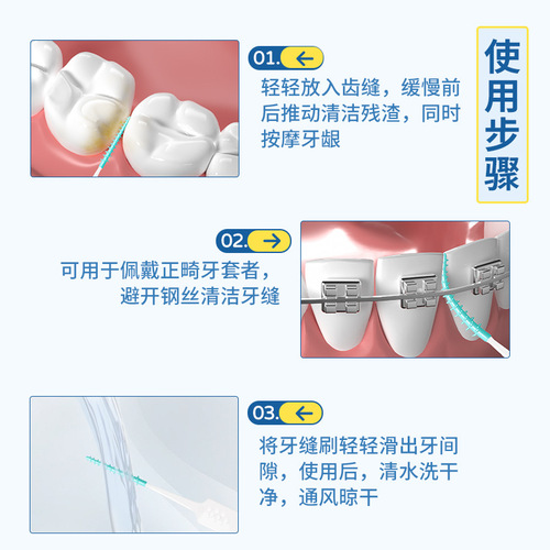 Medical interdental brush soft silicone adaptive interdental brushing gap brush soft-bristled cleaning correction braces brush 20 pieces