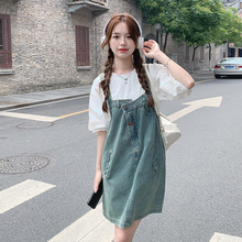 韩版新款休闲时尚连衣裙2024夏清新甜美气质减龄小个子宽松背带裙