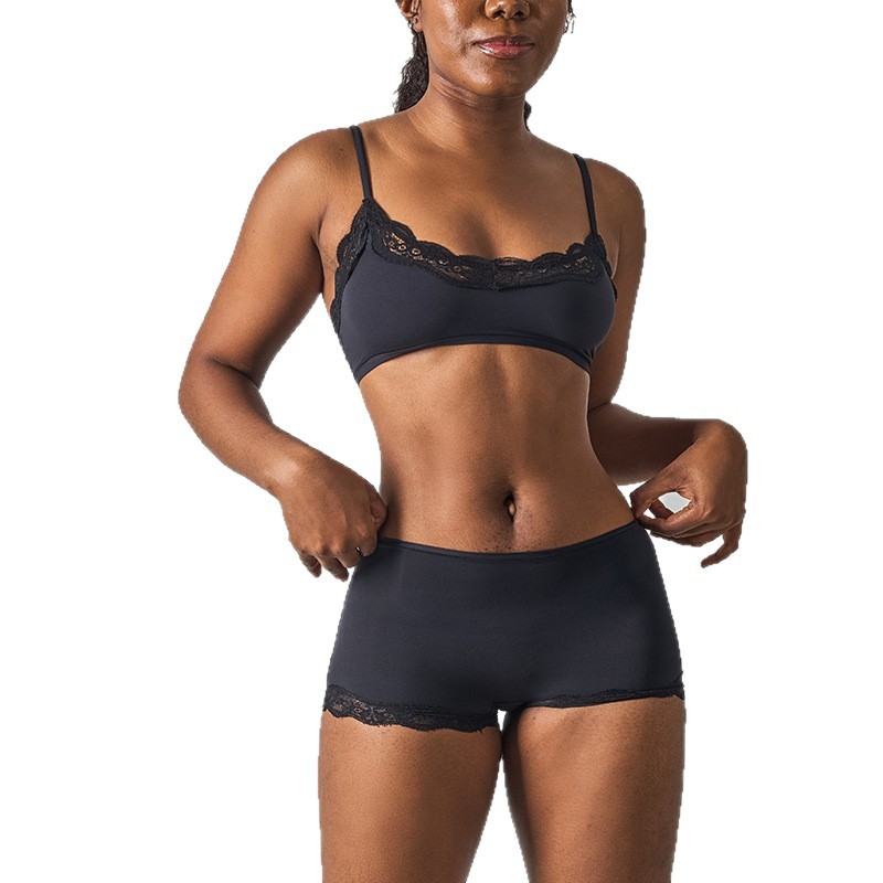 Ultra-Thin No-Pad Lace Bralette Set – Minimizer Bra & Panty For Full Bust (Wire-Free, Breathable, Seamless) – Black/Red/Nude/Pink (S-XL)_voghion.com
