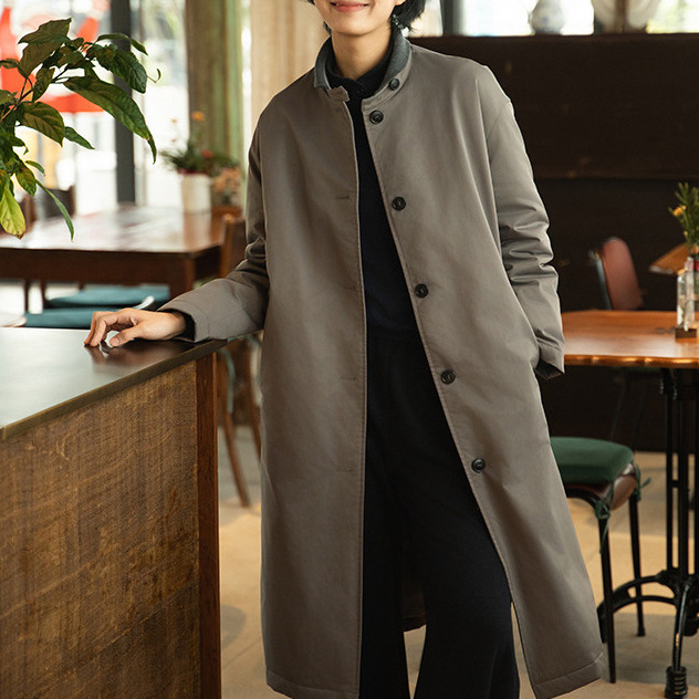 预售--2025新款冬季灰色长款棉服女款小个子中长款风衣外套女