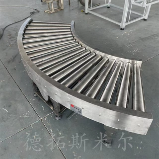 90度动力滚筒转弯输送机304不锈钢辊道传送机L型滚轮运输线定制