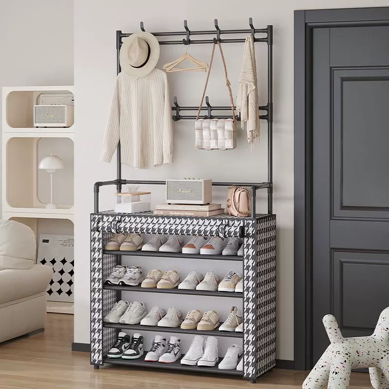 简易鞋架置物架一体鞋柜家用门口多层宿舍防尘多功能鞋衣帽收纳架