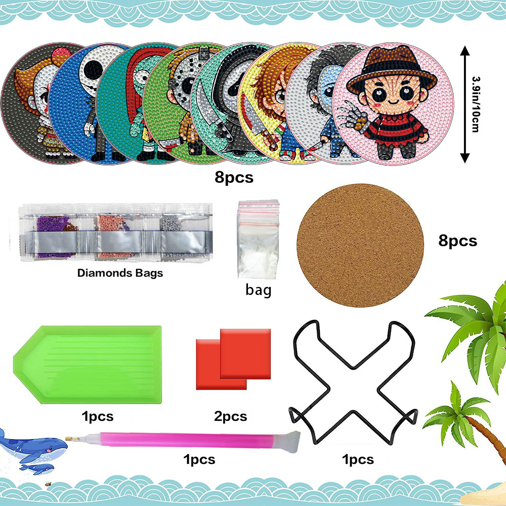 Novedad transfronteriza Amazon: Tapete de aislamiento térmico DIY para el hogar con pintura de diamantes, diseño de Halloween, con diamantes completos, hecho a mano, arte de pegatinas de diamantes.