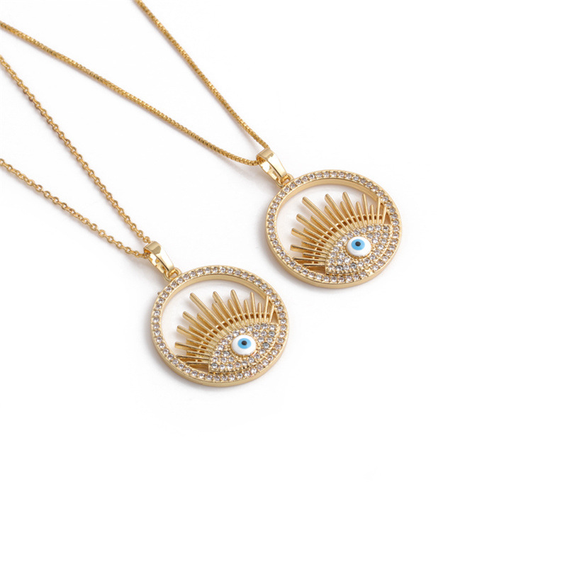 fashion devilu0027s eye heart pendant copper micro-inlaid zircon necklace