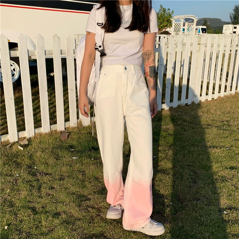 Ранняя весна новые градиентные прямые джинсы