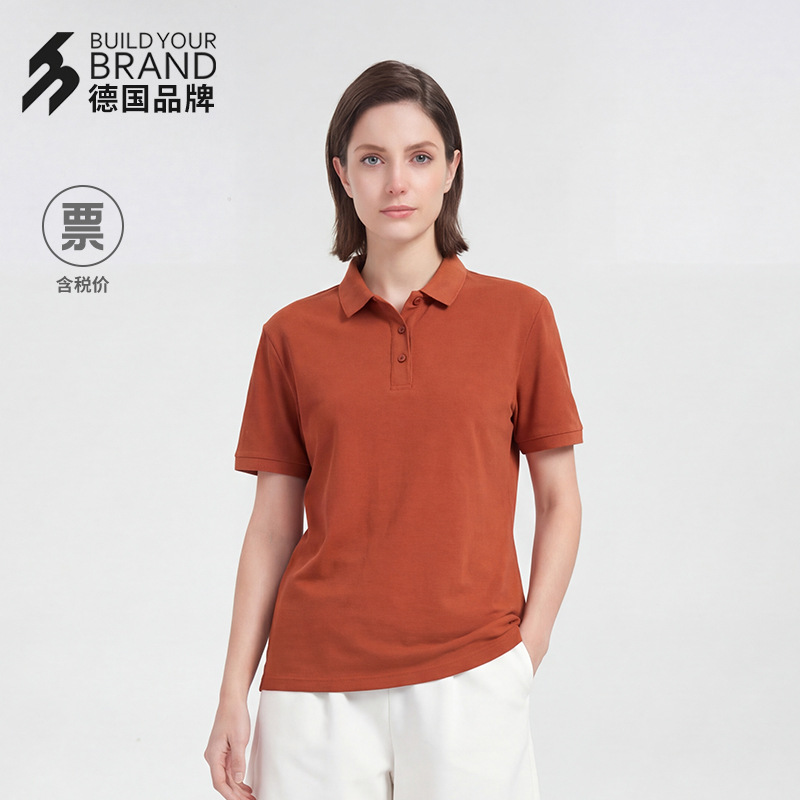 Women's 200g cotton-spandex polo shirt, breathable, versatile, turn-down collar T-shirt, e-commerce dropshipping available.