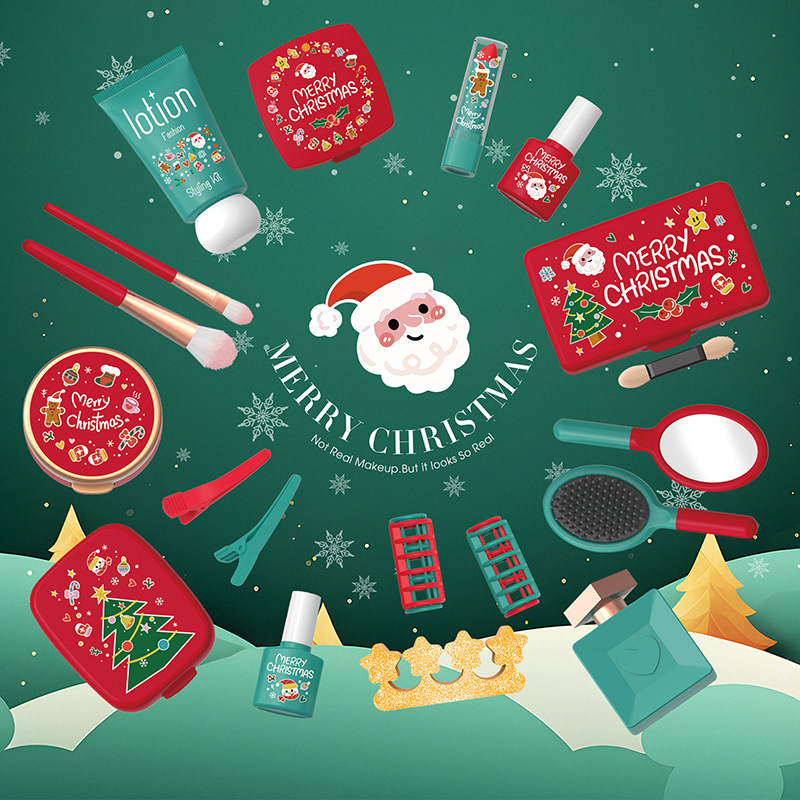 Navidad infantil imitación de sombras de ojos maquillaje juguetes de maquillaje para niñas en el hogar no borrable princesa maquillaje cubierta