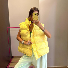 无袖碎花马甲夹袄女冬季欧美新款保暖舒适轻盈出街时尚潮流面包服