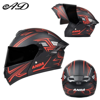 Motosiklet kaskı (dəbilqə) – Helmets for Men and Women, Winter - 3c-certificationclass-a-red-line-black-tea-mirror-high-definition-mirror-m-code