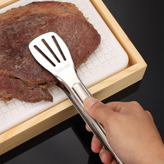 Stainless steel three-line silicone food tongs, thick food tongs, bread tongs, barbecue tongs, steak tongs, spicy tongs, grilled meat tongs