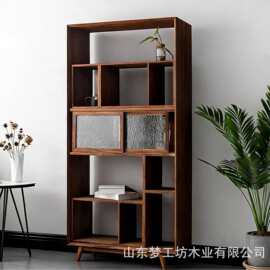 侘寂风博古架老榆木客厅隔断多宝阁瓷器摆件展示架中古收纳柜书柜