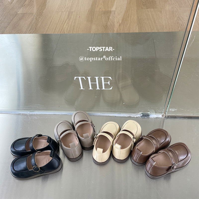 Free Shipping Topstar Children's Shoes Kidsren's Leather Shoes Korean Style Kindergarten Indoor Shoes Preppy Style Baby Shoes 1606