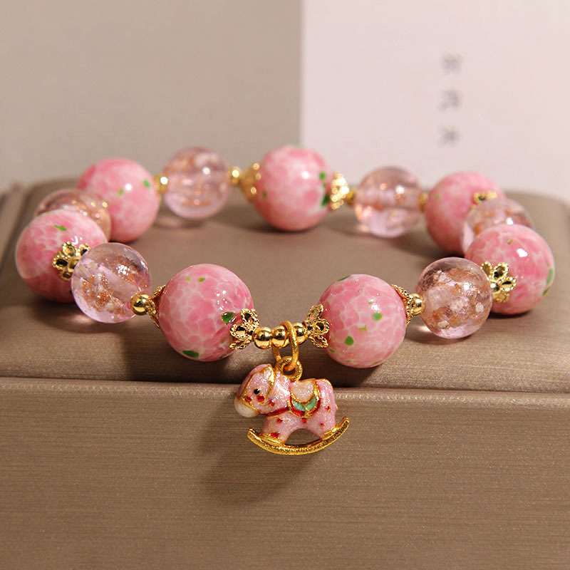Nueva pulsera china de cristal de flor de cerezo para mujer, lujo ligero, brazalete de cristal de vidrio luminoso de alta gama para novias