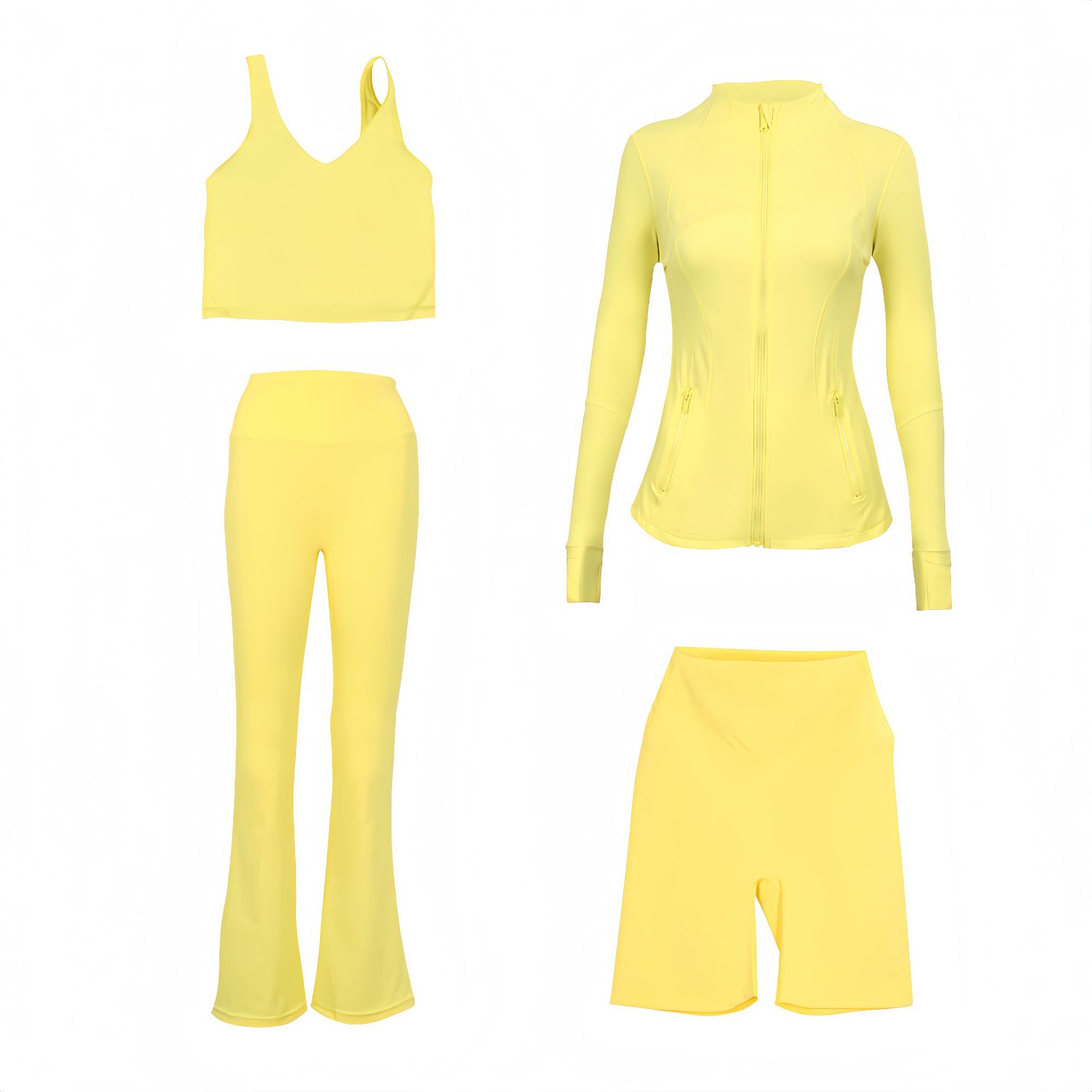 Dames sportkleding set slim fit u-hals top en flared broek_voghion.com